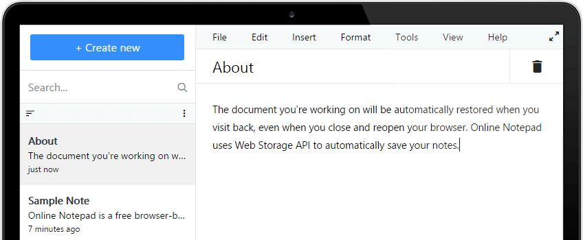 Wearseo Online Notepad Screenshot